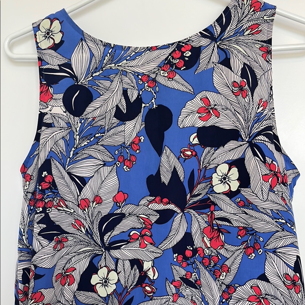 Halogen Floral Dress in Blue and Red, Size S